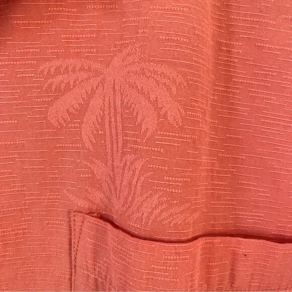 Rare Tommy Bahama Orange Silk Embroidered Back Short Sleeve Button Down Shirt - Picture 5 of 8